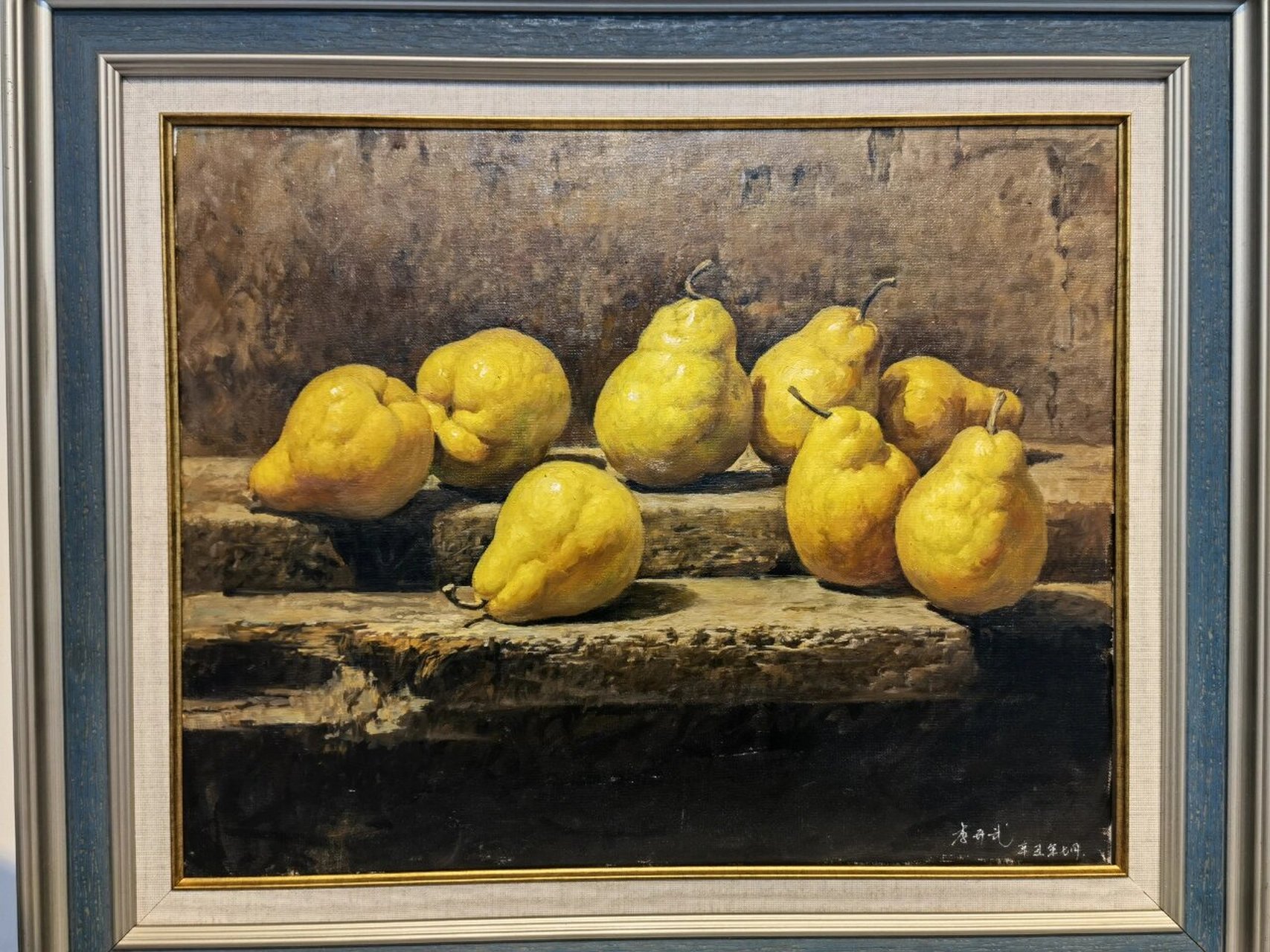 油画静物 《鸭梨》 油画直接画法 尺寸:40x50 马利油画颜料 断断续续