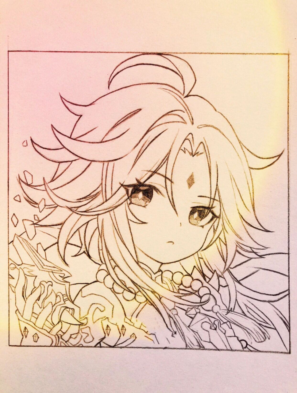 【原神】魈(手绘过程) 本来想画个简单的魈, 一不小心又画了一个复杂