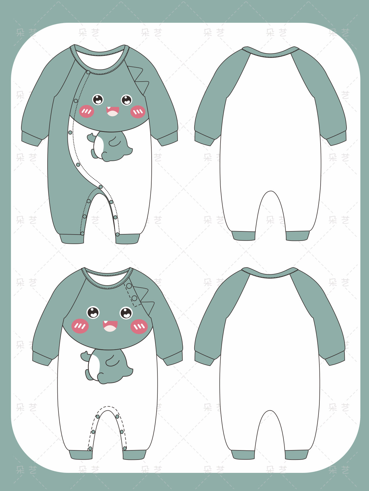 服装设计99童装款式图|卡通图案宝宝连体衣 分享近期的设计|婴童
