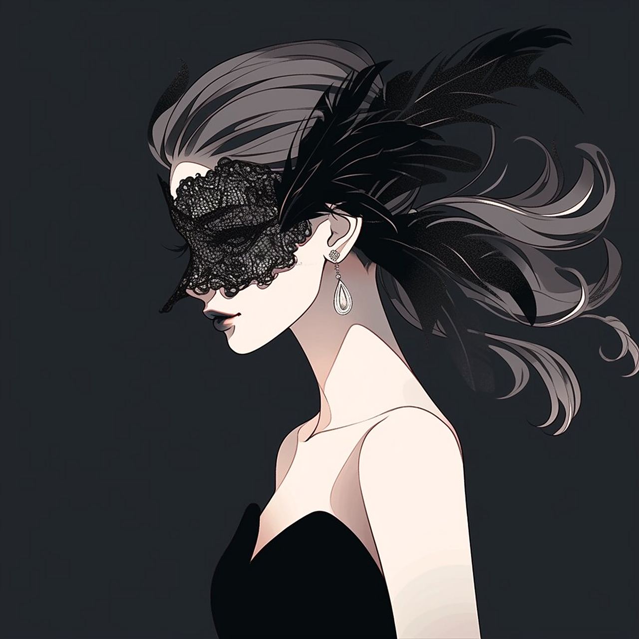 极简头像 | 戴面具优雅高贵气质女王 哈喽,我是一零,一枚ai绘画魔法师