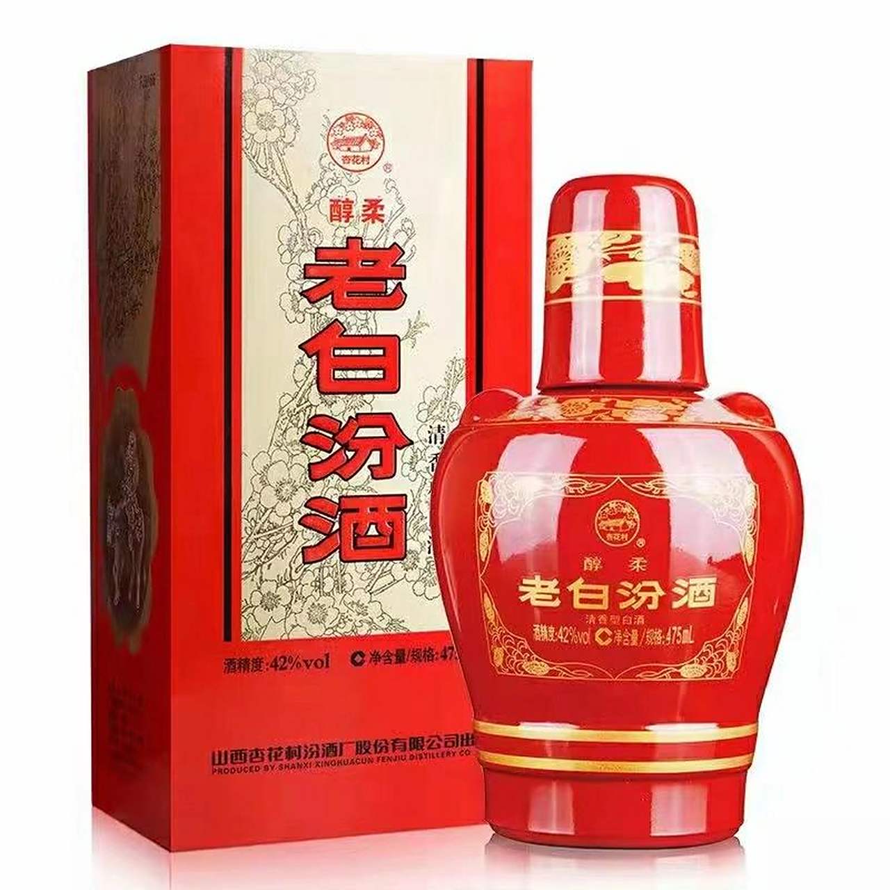 现货42度清香型老白汾酒醇柔红盒红瓷瓶 现货42度清香型老白汾酒醇柔