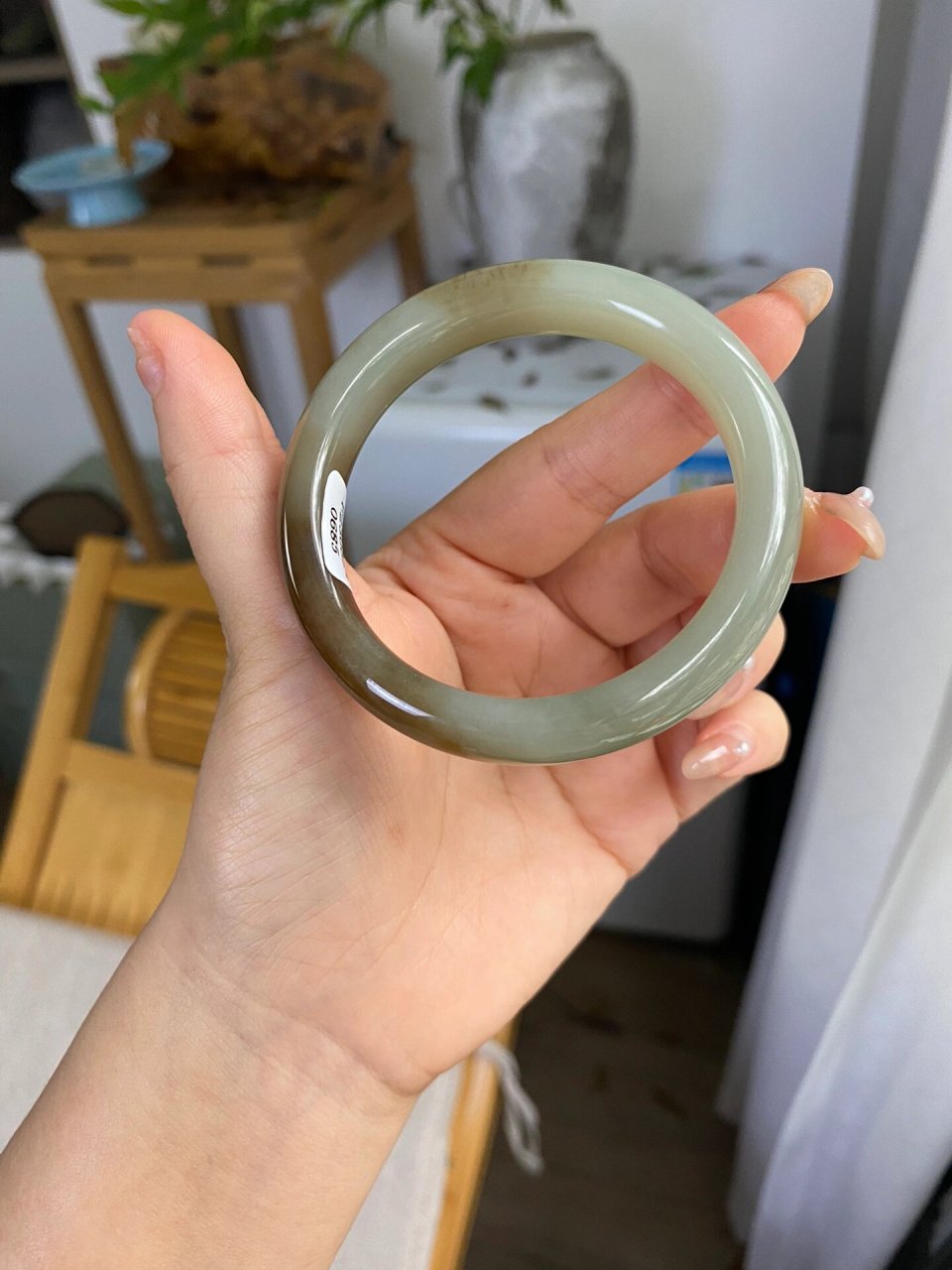 和田玉  且末蓝带糖 圈口53 903000 条宽11.4厚8mm