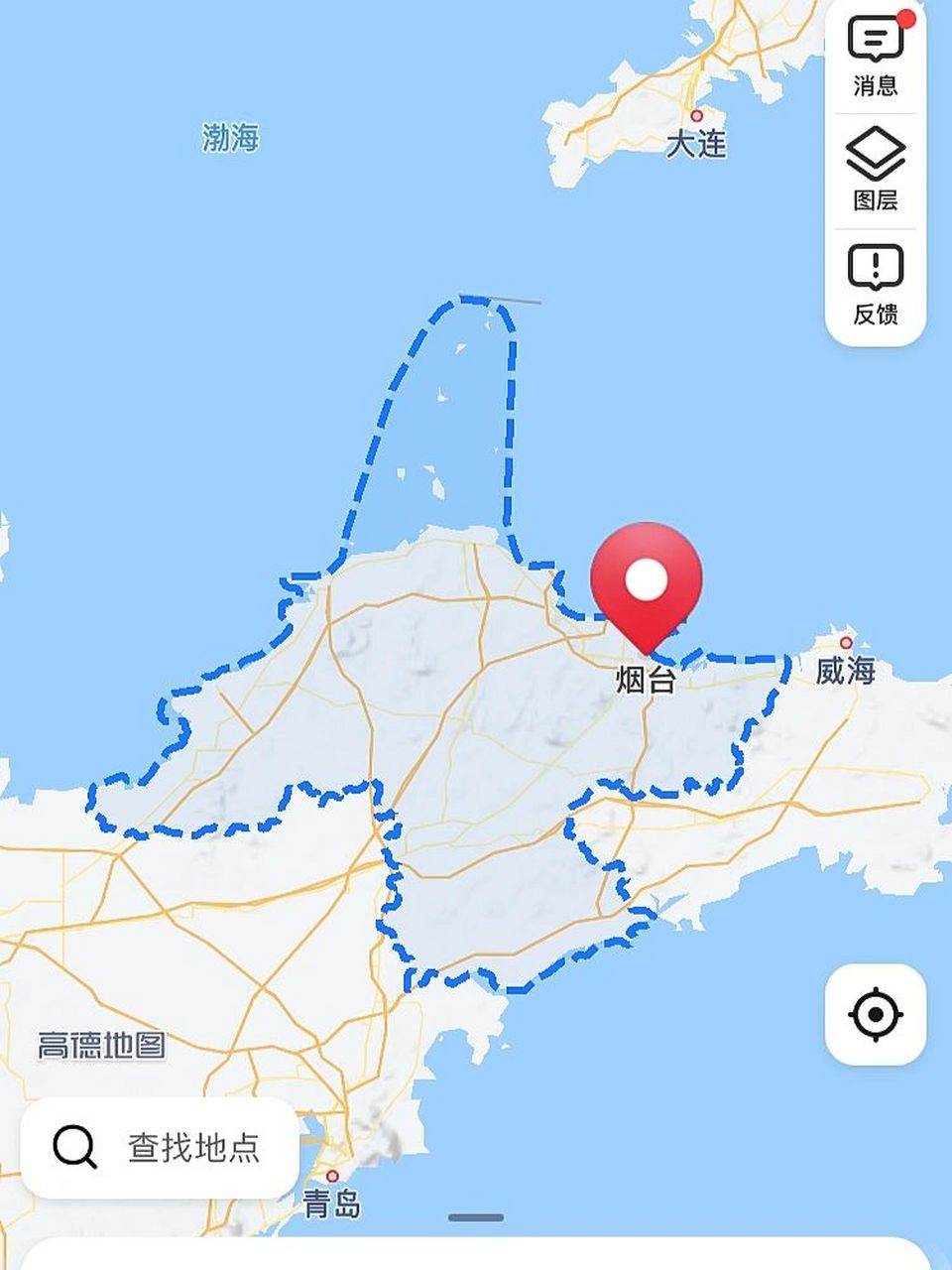 烟台地图 烟台的地图真像一只海鸥(鸟类).