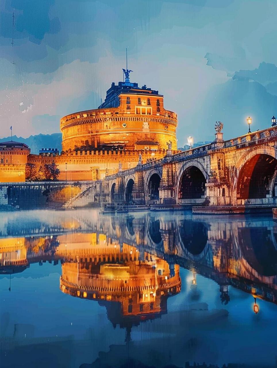 这是罗马的圣天使堡(castel santangelo),位于意大利首都罗马市中心