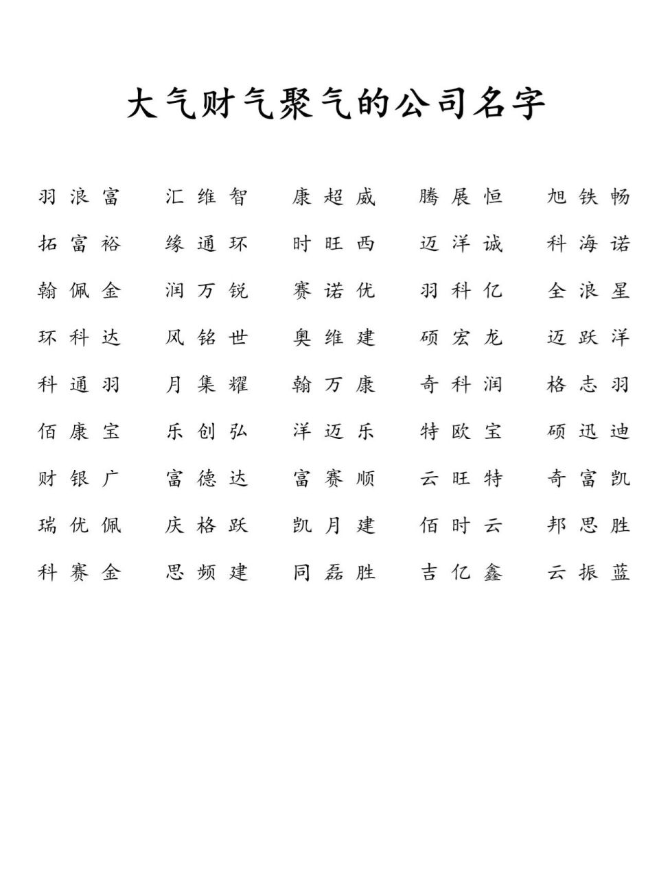大气聚财的公司名字推荐 三个字公司起名 企业起名 品牌起名 商标起名
