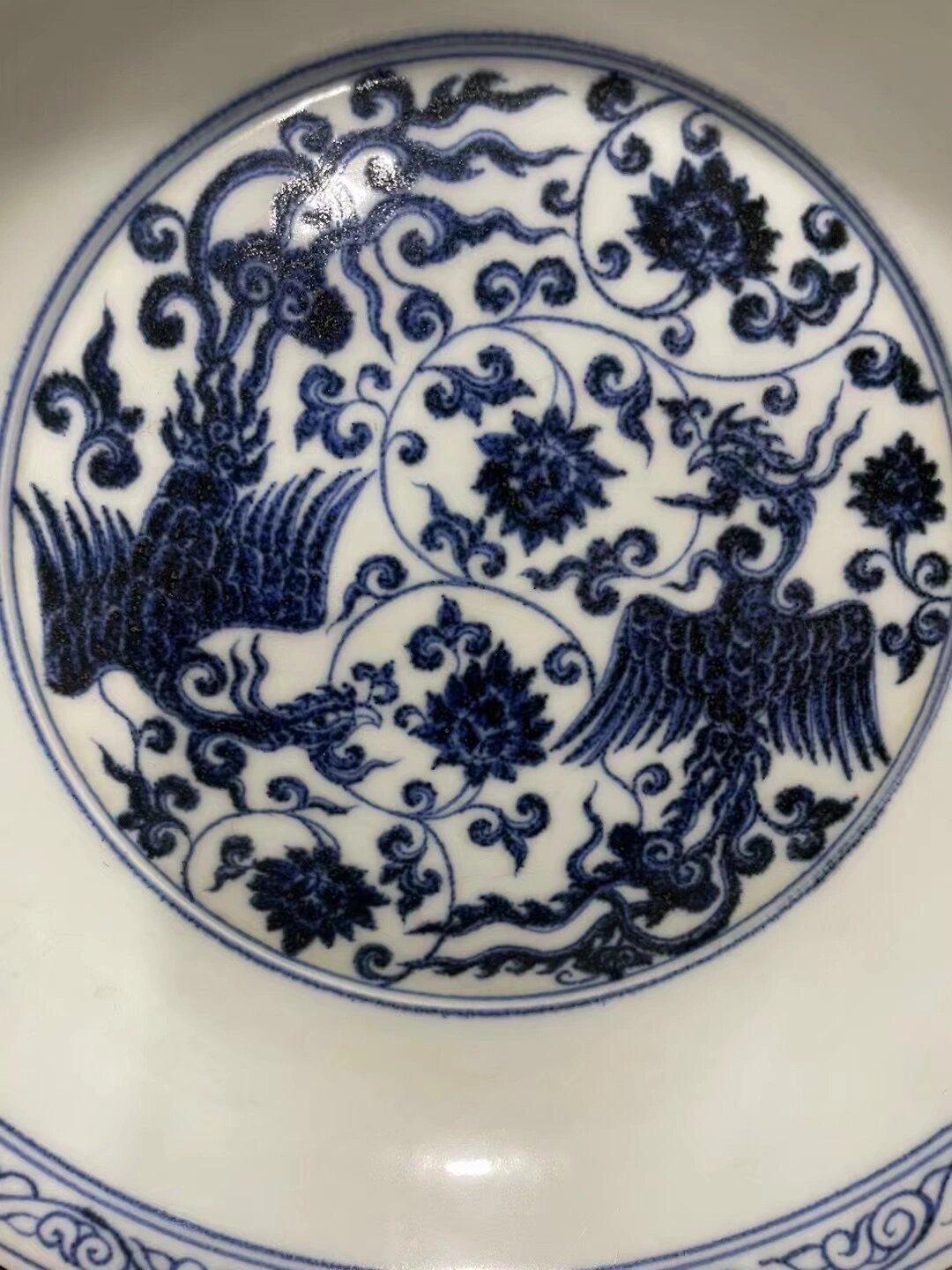 明宣德 青花穿花凤纹盘