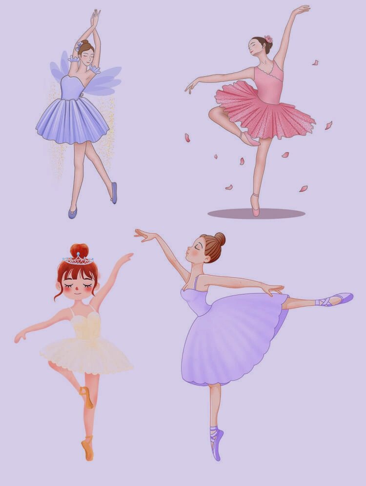 免抠素材‖手绘卡通可爱女孩芭蕾舞蹈人物