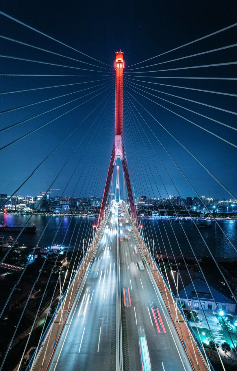 打卡新手村 杨浦大桥夜景 三脚架这么摆也是没谁了