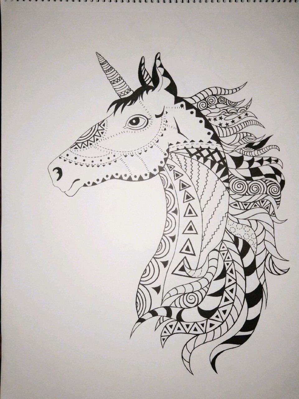 黑白线条独角兽简笔画 #简笔画教程