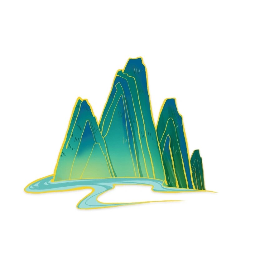 免抠素材〗手绘青绿叠山(16) 我国传统文化博大精深,源远流长,历史