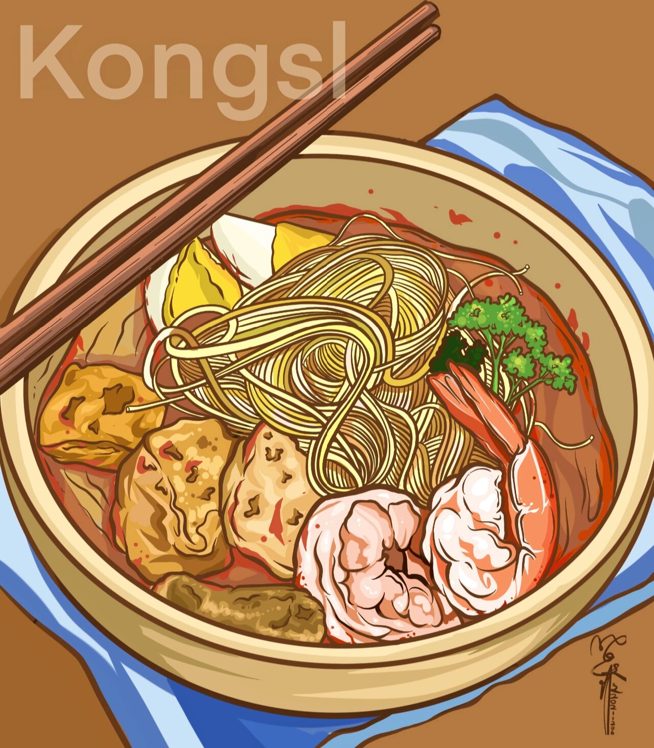 超美味的海鲜面条画法