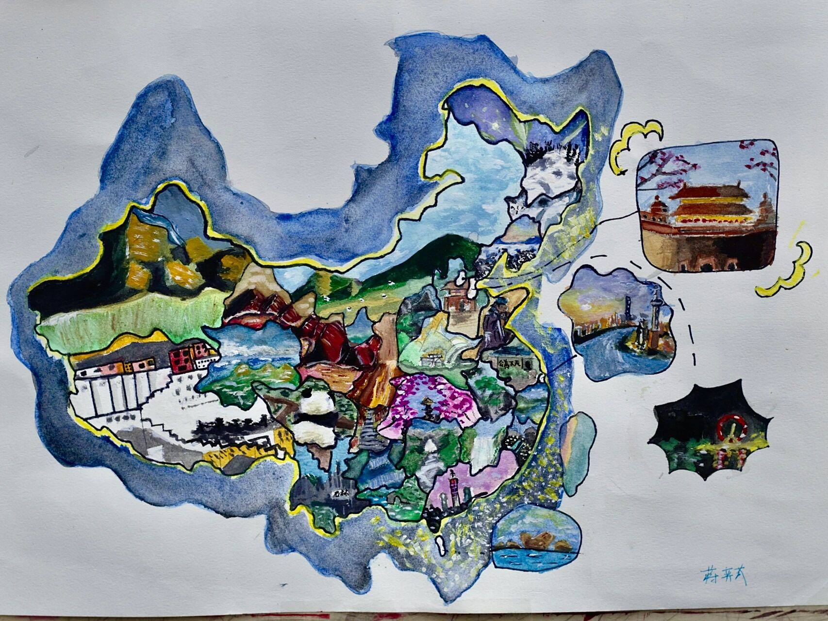 创造力无限的孩子们——地理趣味地图获奖展 第一张是特等奖,是所有