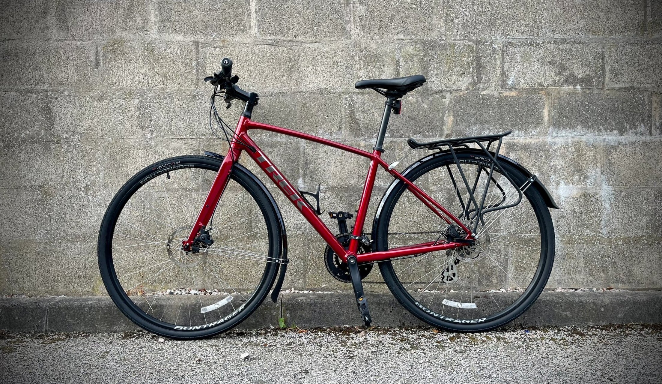 trek fx1 通勤自行车,加装前后挡泥板,后车架,前后车灯,水壶架,适合