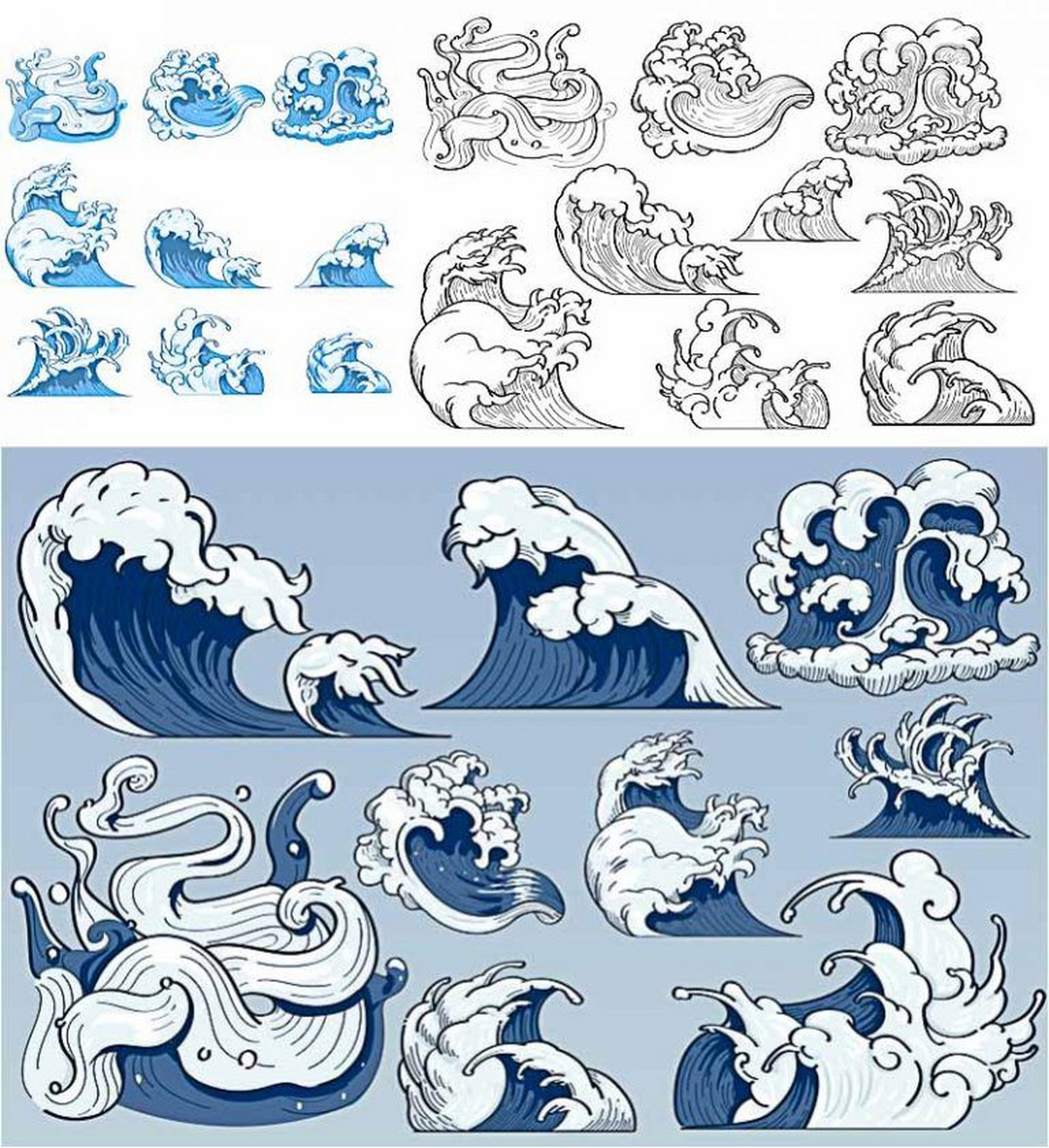 浪花设计素材合集 浪花在首饰设计中用处也太多了 各种不同的形态可以