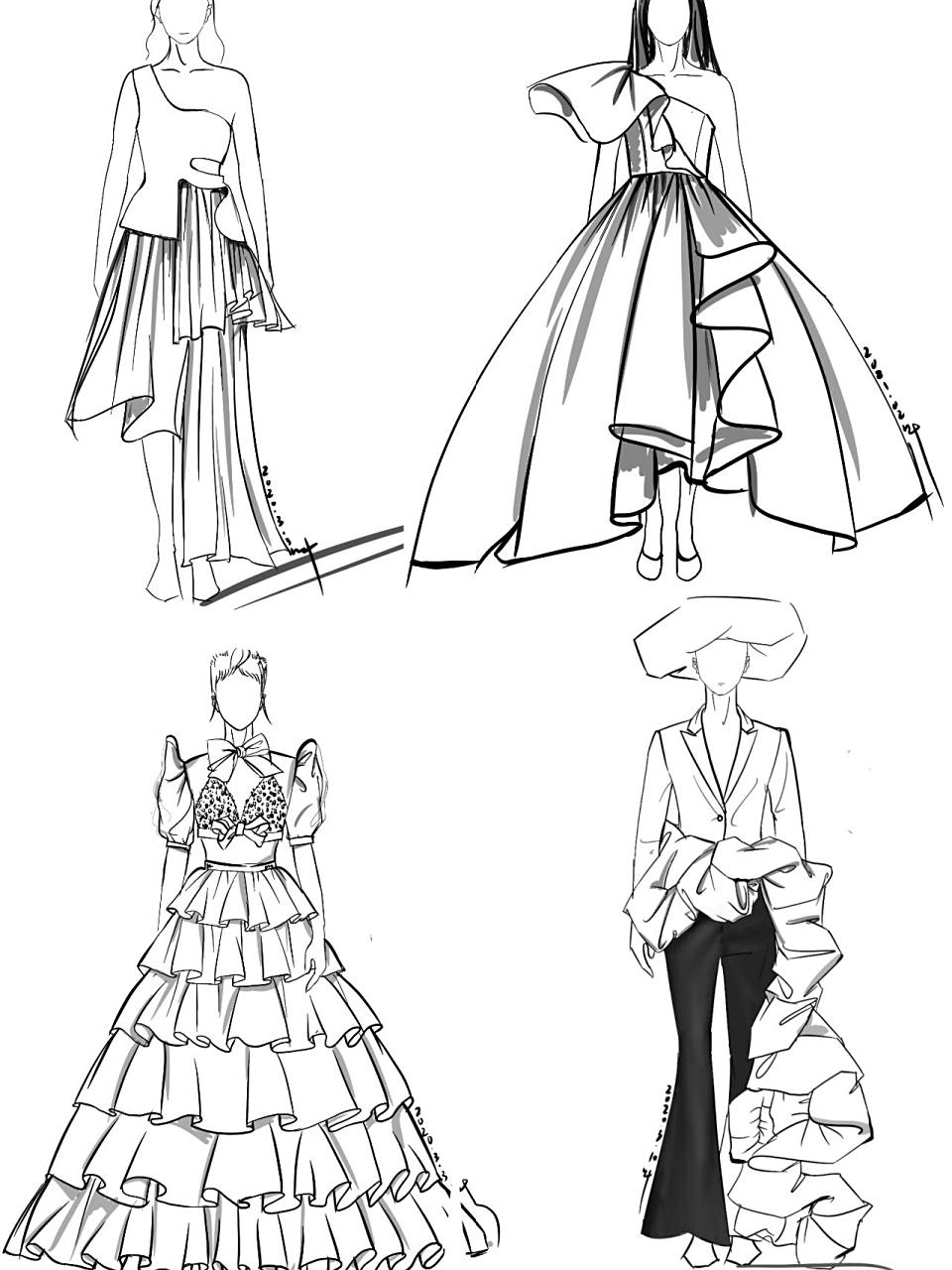 服装设计|服装基础手绘款式图|《礼服篇》 哈喽,大家好,又到一周更新