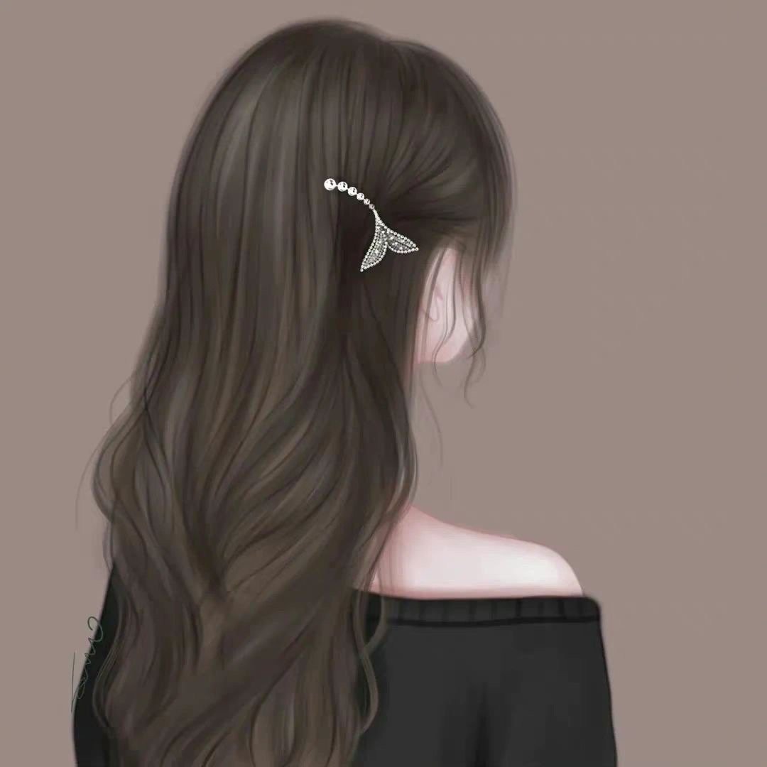 手绘女生背影头像