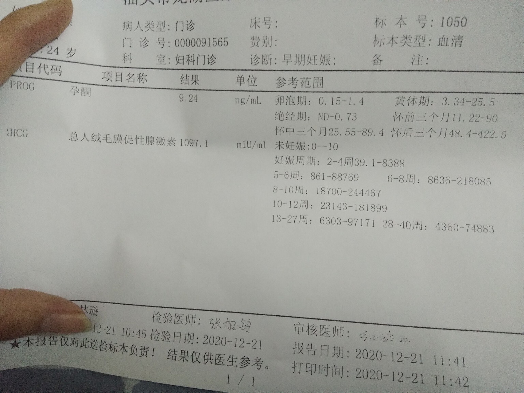 怀孕 月经推迟11天了,16号尿检弱阳性,今天21号查血怀孕了,b超又看不