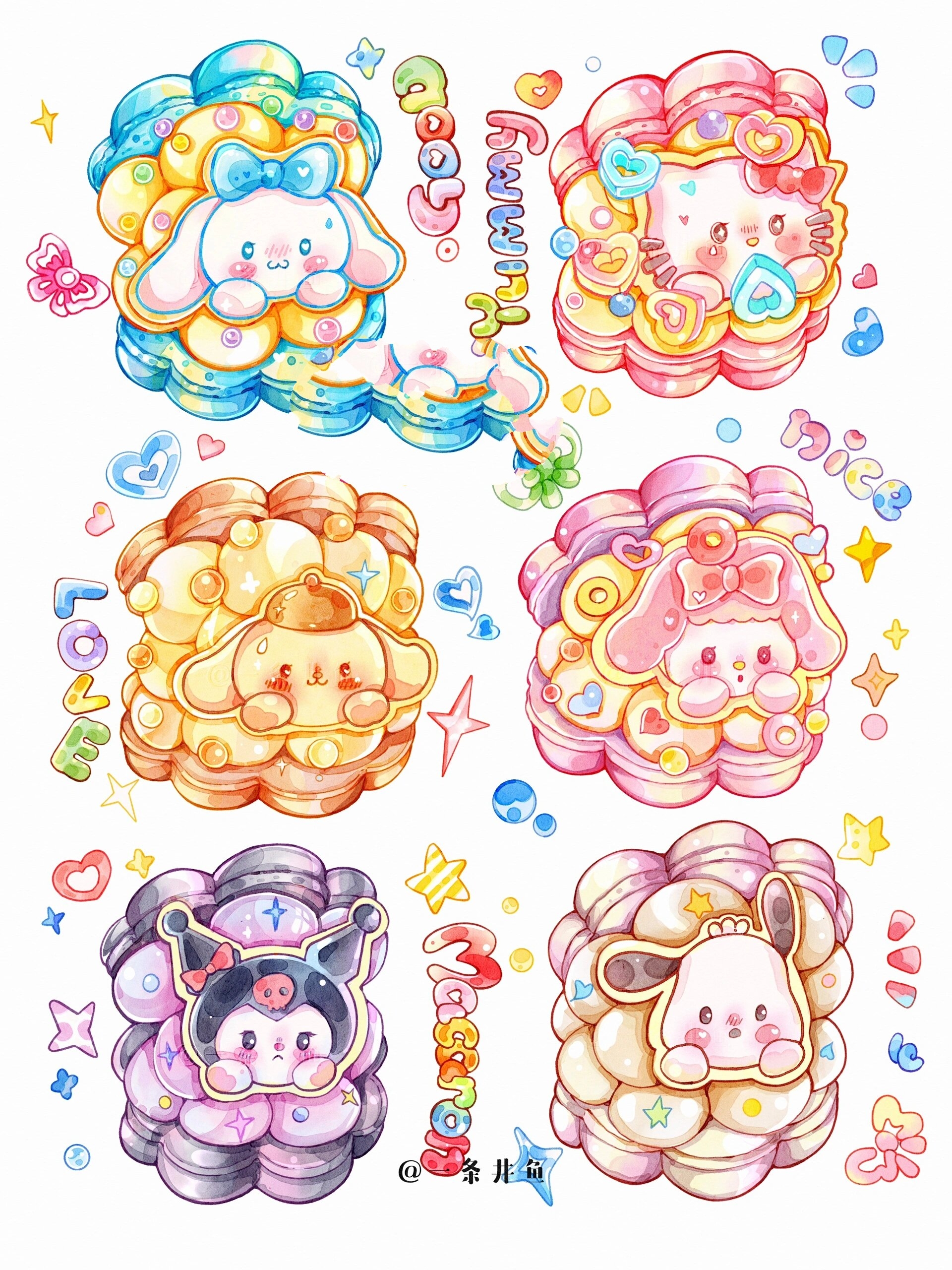 91三丽鸥马卡龙来啦78|ipad水彩步骤