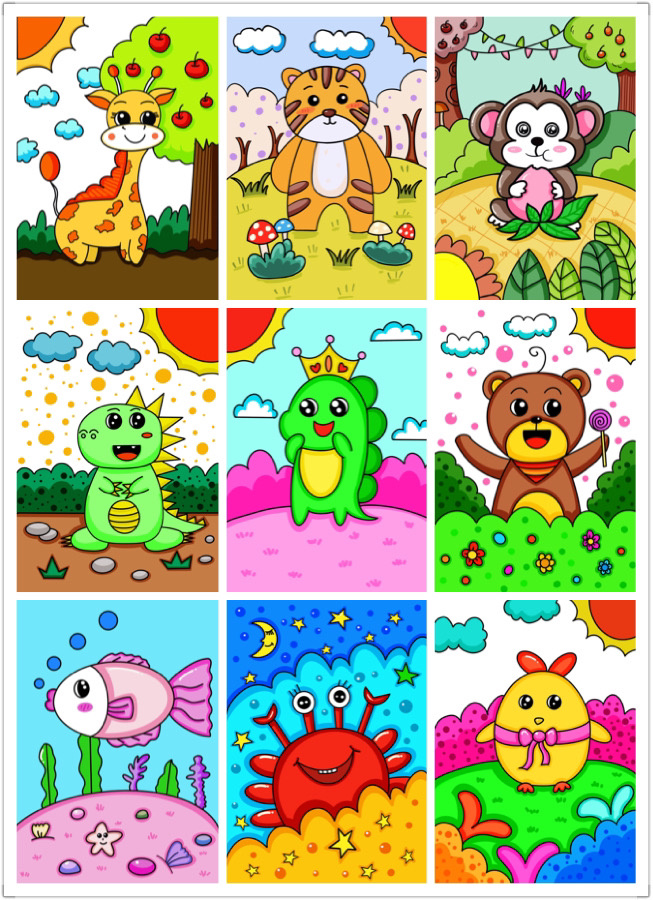 动物合集 创意画 儿童画 简笔画