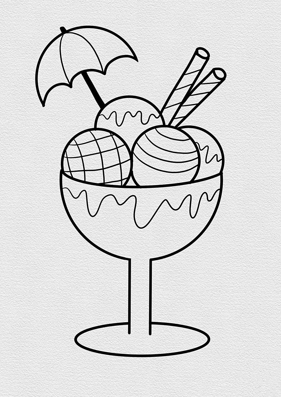 夏日冰饮/美味的冰激凌简笔画教程