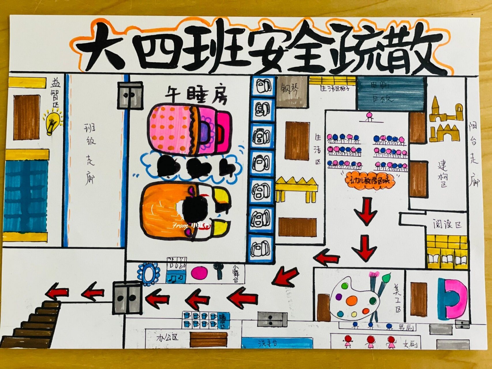 幼儿园班级安全疏散通道示意图