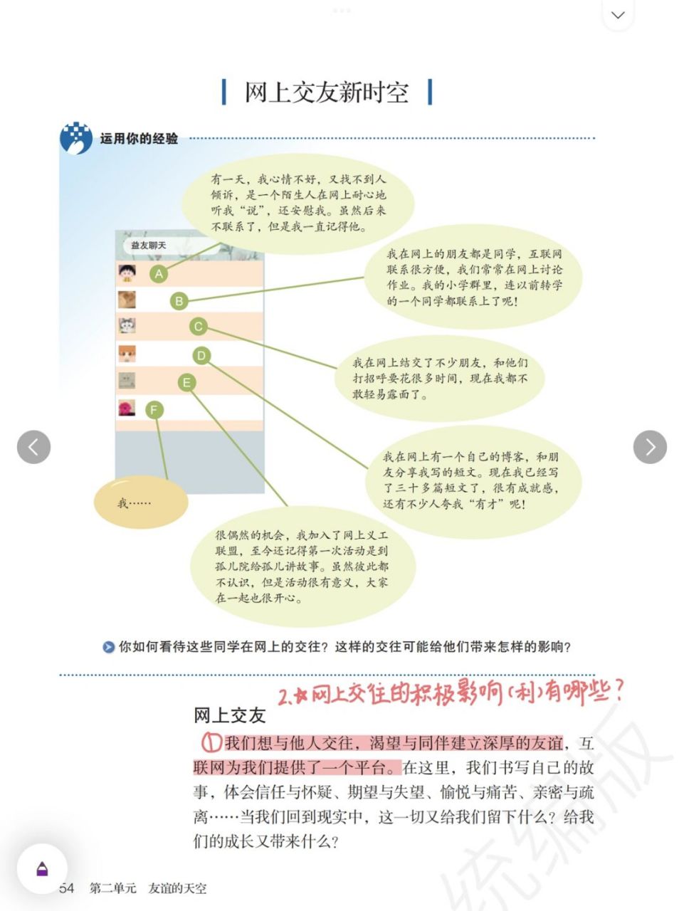 2网上交友新时空 1.网上交往具有什么特点 2.