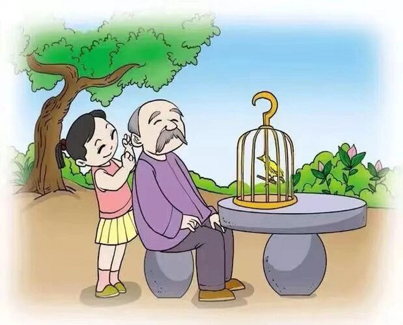 看图写话|《我给爷爷捶背》73 时间:早晨73 人物:小芳 爷爷73