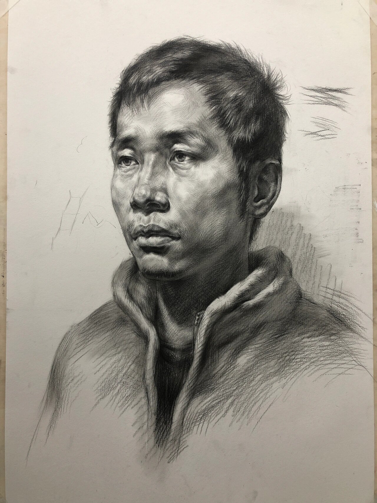 素描头像四分之三侧男青年照片写生步骤
