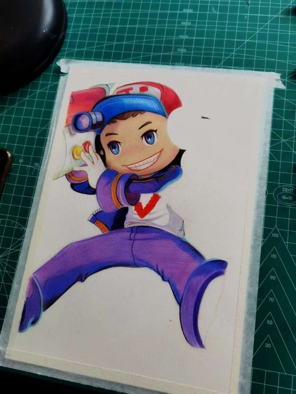 彩铅画王者荣耀鲁班电玩小子皮肤(附线稿)