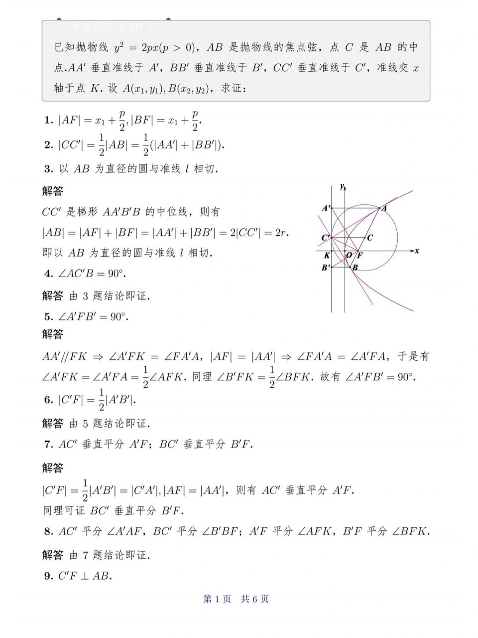 高中数学抛物线二级结论汇总(划重点7515)  一文总结了高考所有