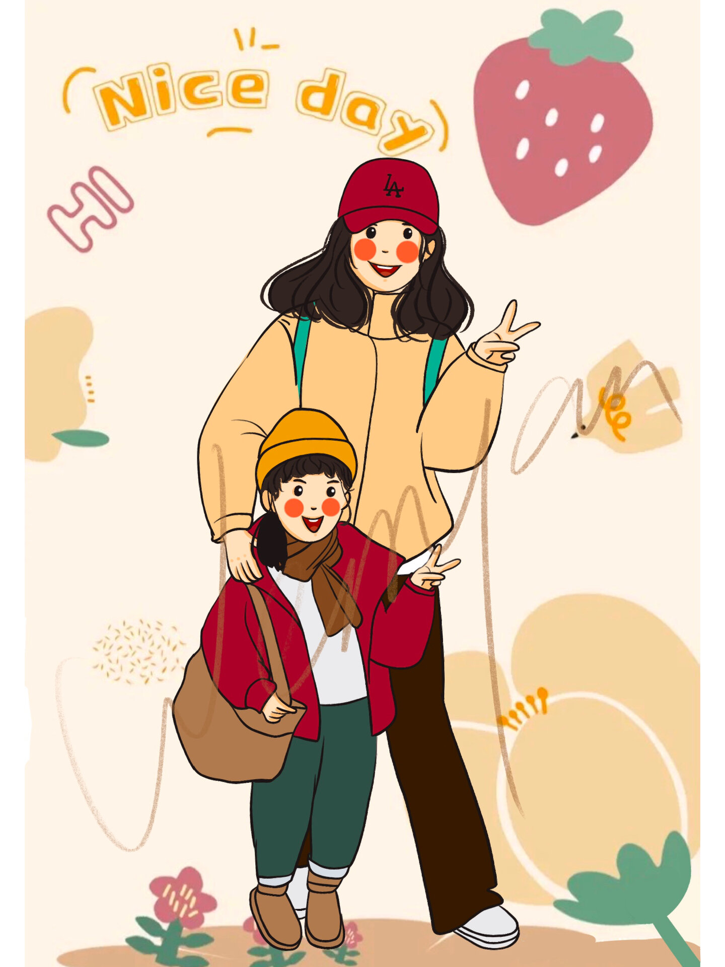 亲子插画合集|母女篇插画