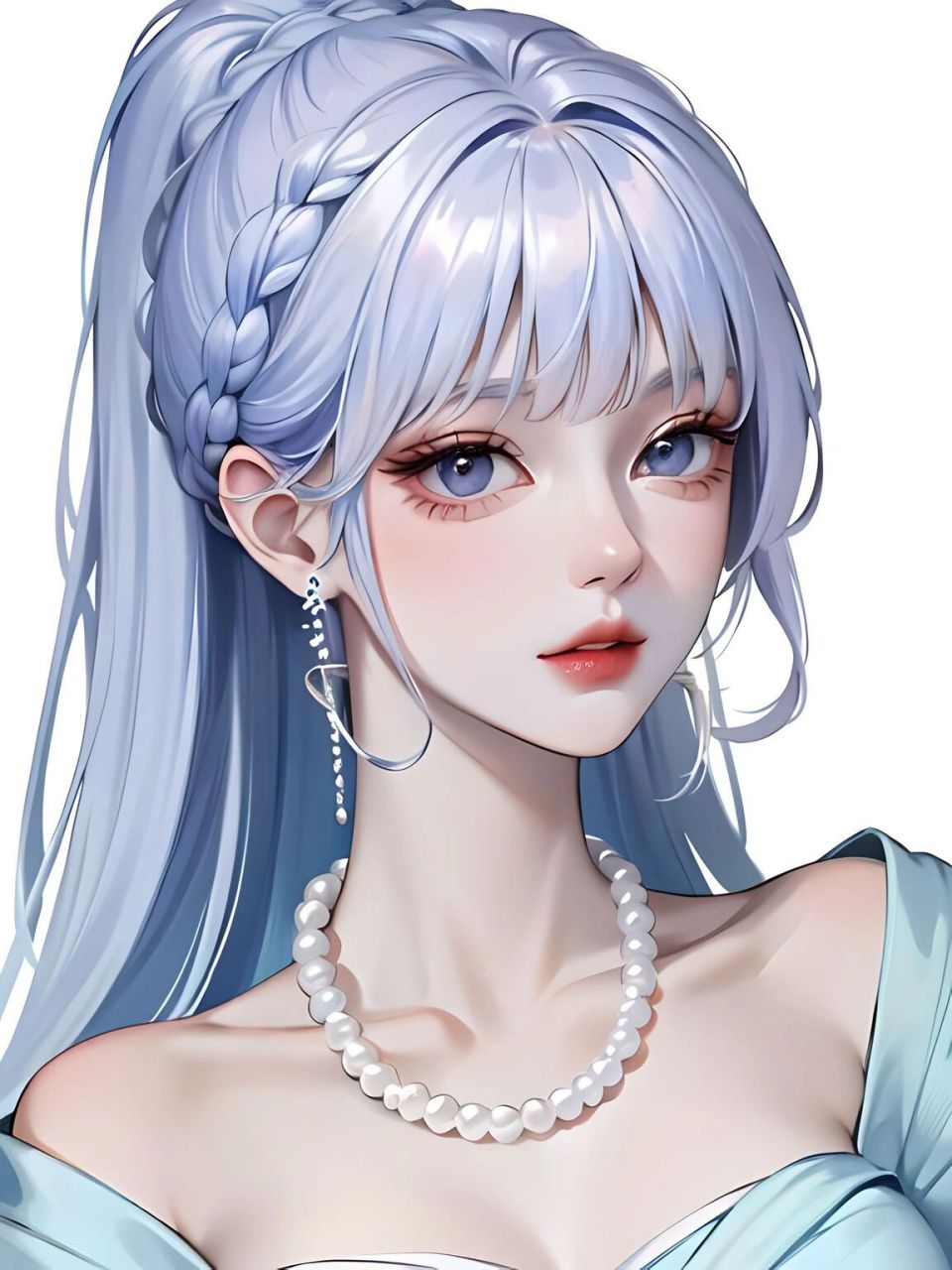 戴珍珠耳环的蓝发少女|女生头像 珍珠绝绝子,新手入坑,如果你也喜欢