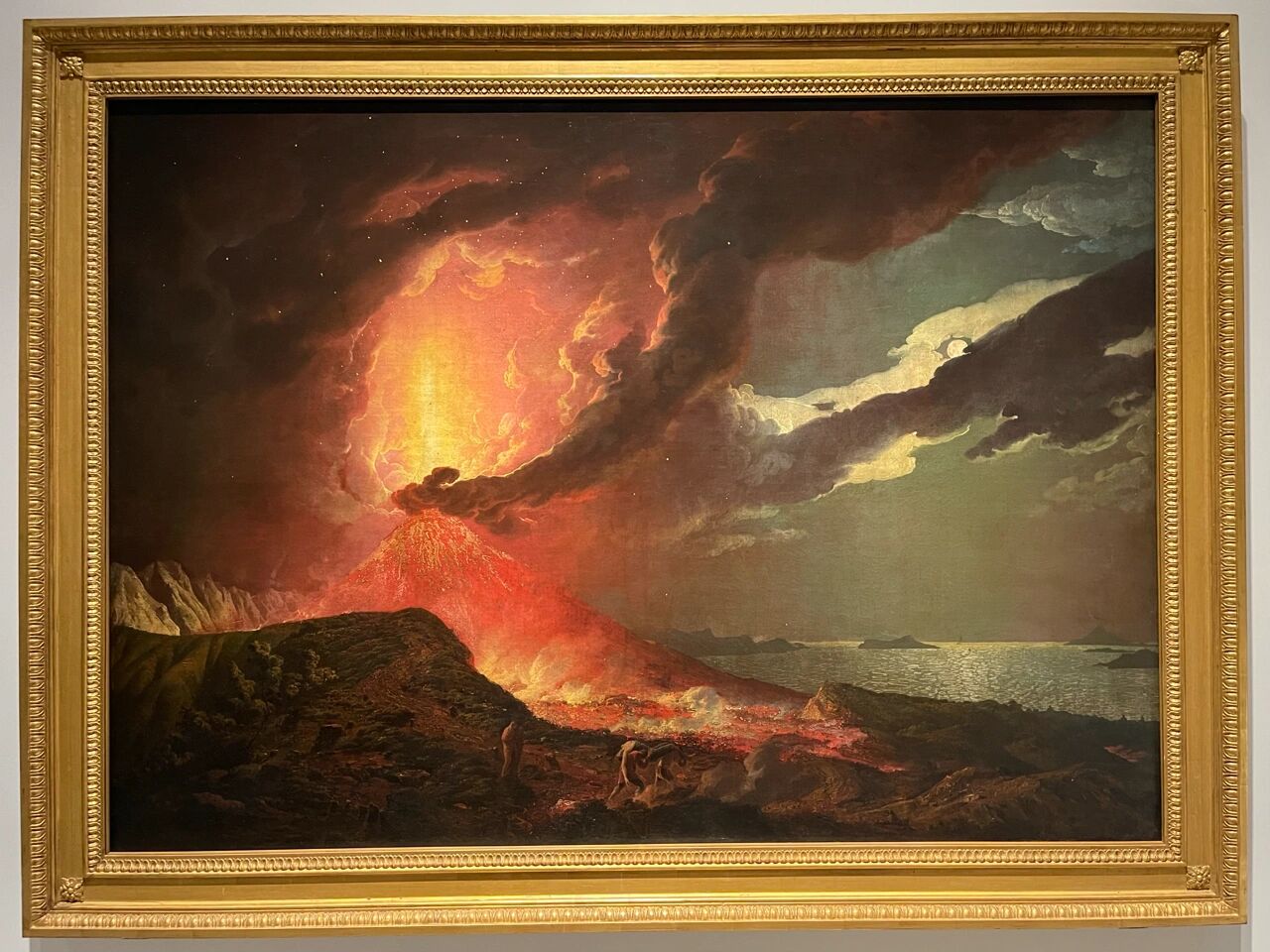「维苏威火山爆发:那不勒斯湾纵观群岛」 布面油画 约1776-1780年