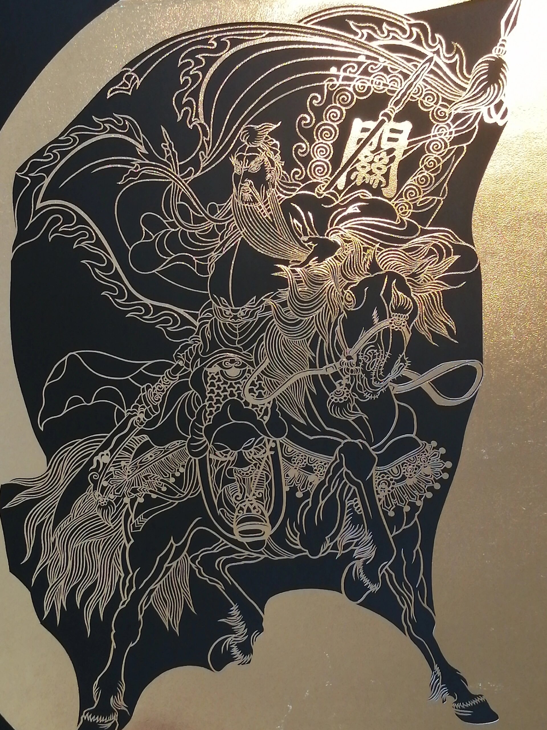 古代人物武将刻纸骑马关羽