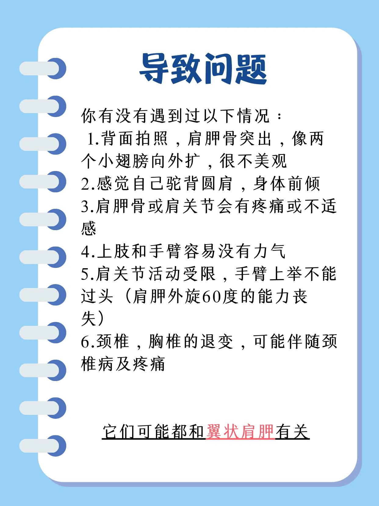 正常情况下,肩胛骨应该紧贴在背部肋骨上,但在翼状肩胛的情况下,肩胛