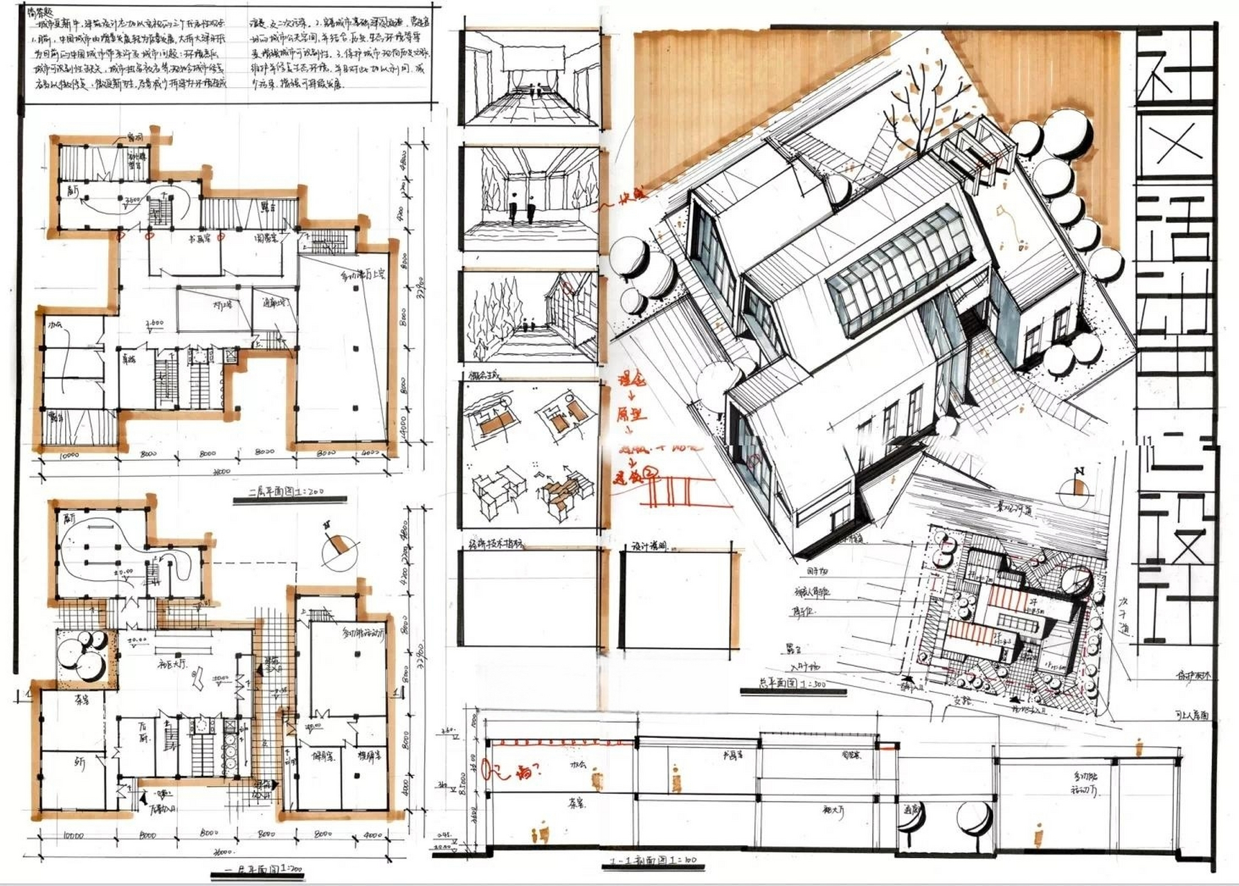 建筑考研|高分快题作品分享 建筑考研快题作品类型之社区活动中心设计