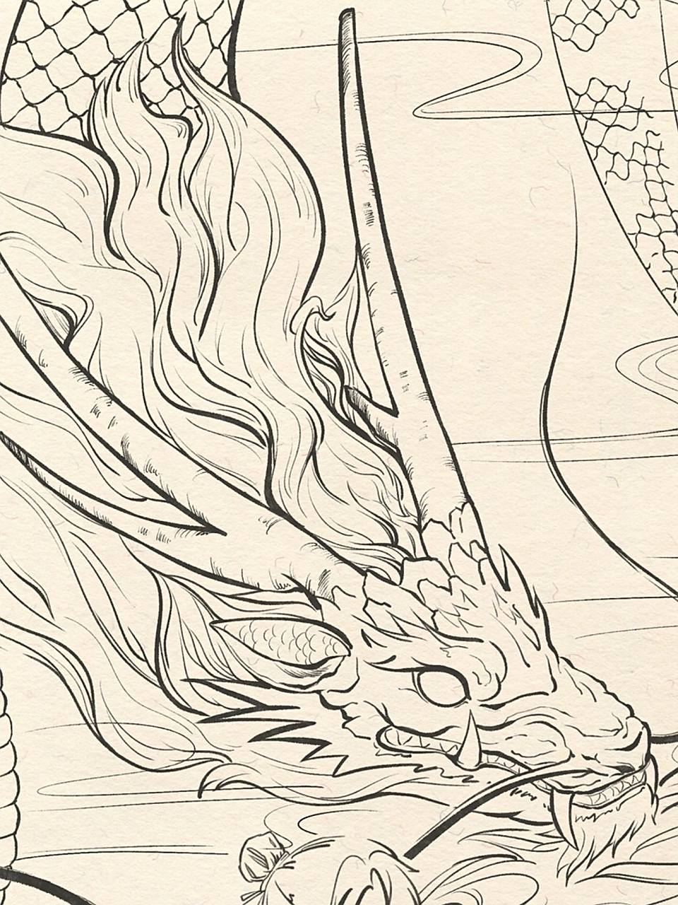 国风插画《叶公好龙》93 练习线稿(坑) 1,有参考 闲下来再上色吧