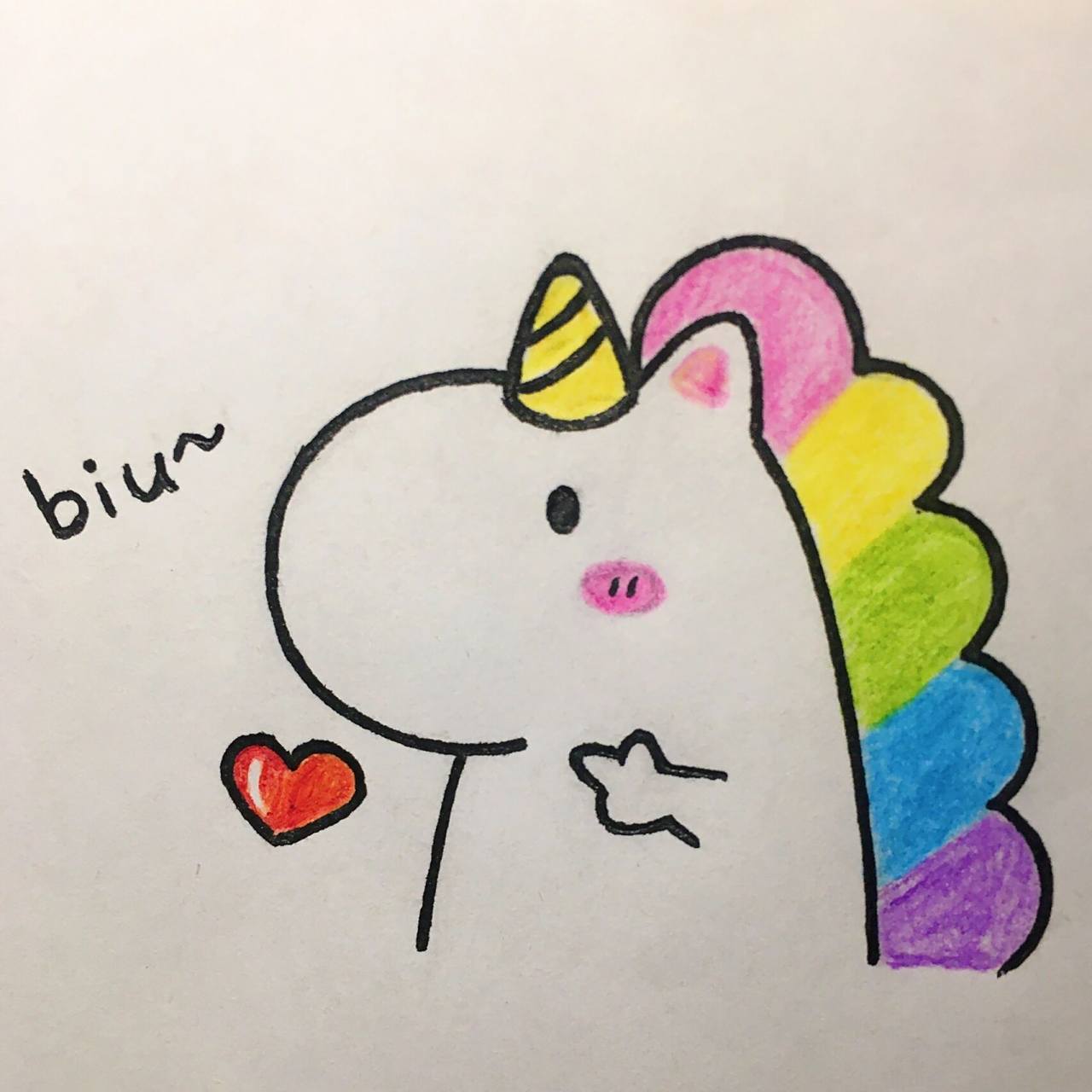 简笔画附教程99 今天教大家画个96彩虹独角兽06啊啊啊有点可爱