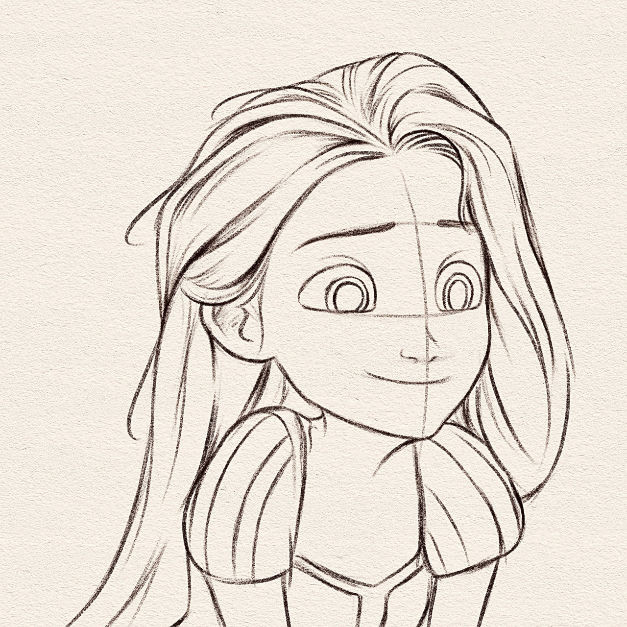 手绘少女线稿|迪士尼公主(附步骤) 过程图来啦～手绘头像铅笔线稿