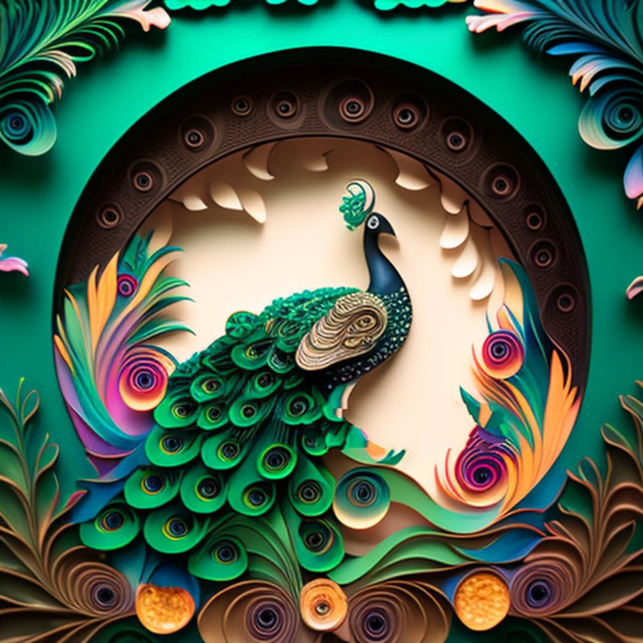 立体剪纸,工艺孔雀