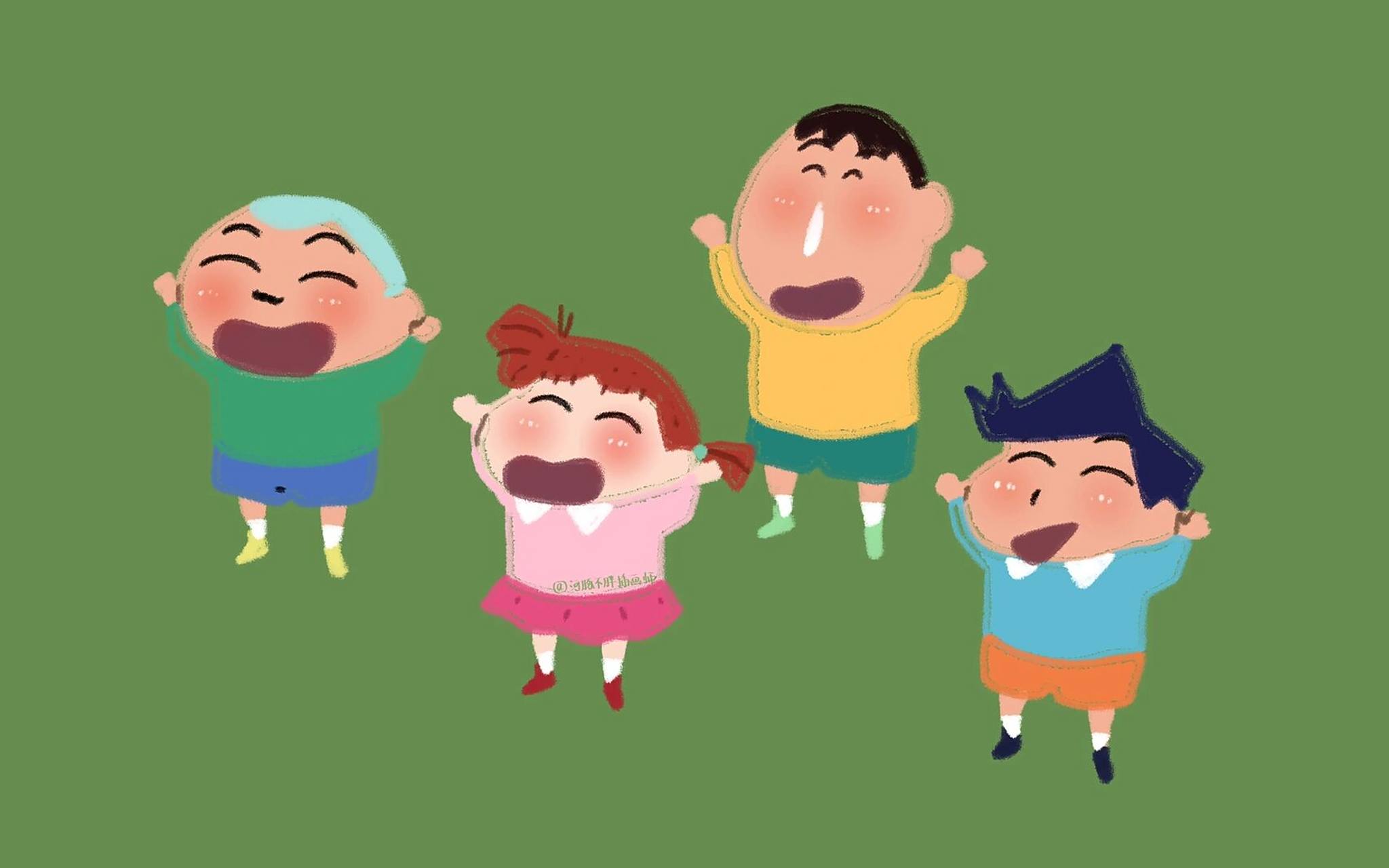 蜡笔小新可爱护眼绿色电脑壁纸 把被问得最多的几张图,做成绿色护眼