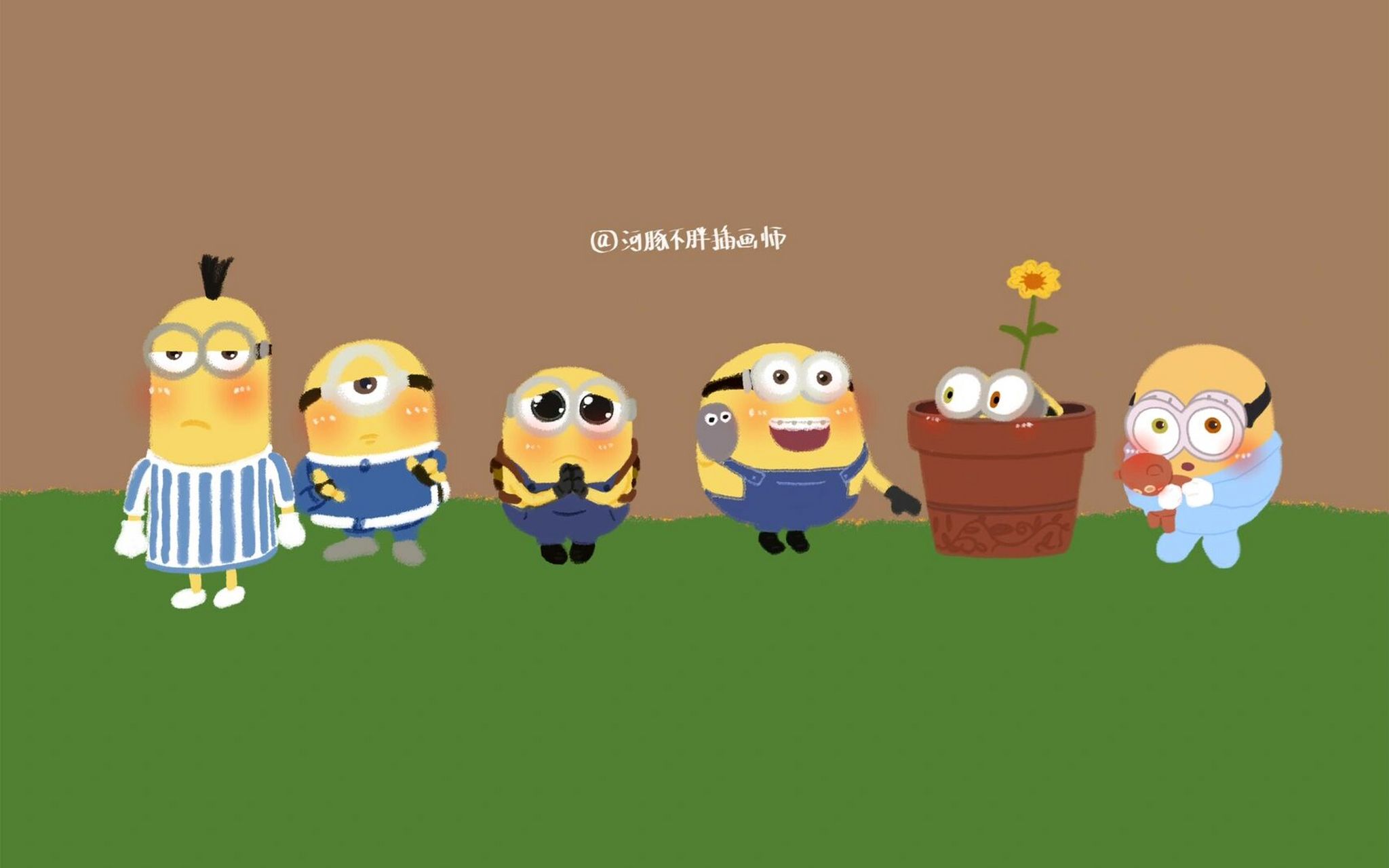 粉丝许愿的小黄人可爱电脑/ipad壁纸来拉[亲吻]部分壁纸绘图素材来源