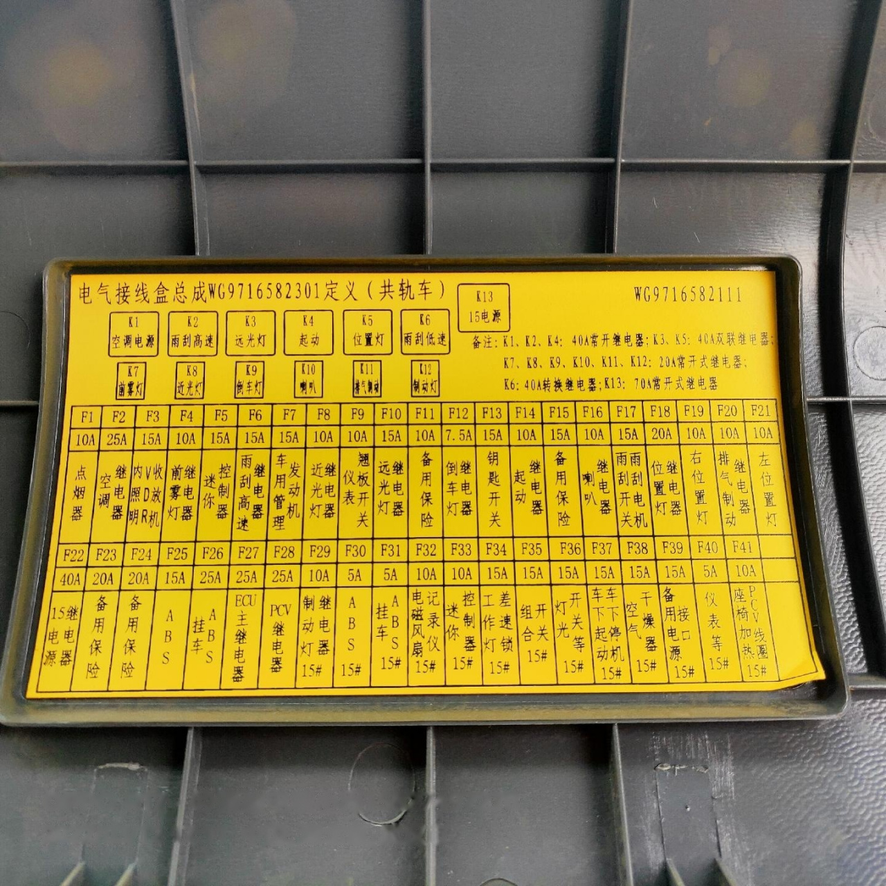 豪沃 豪沃渣土车保险丝图!