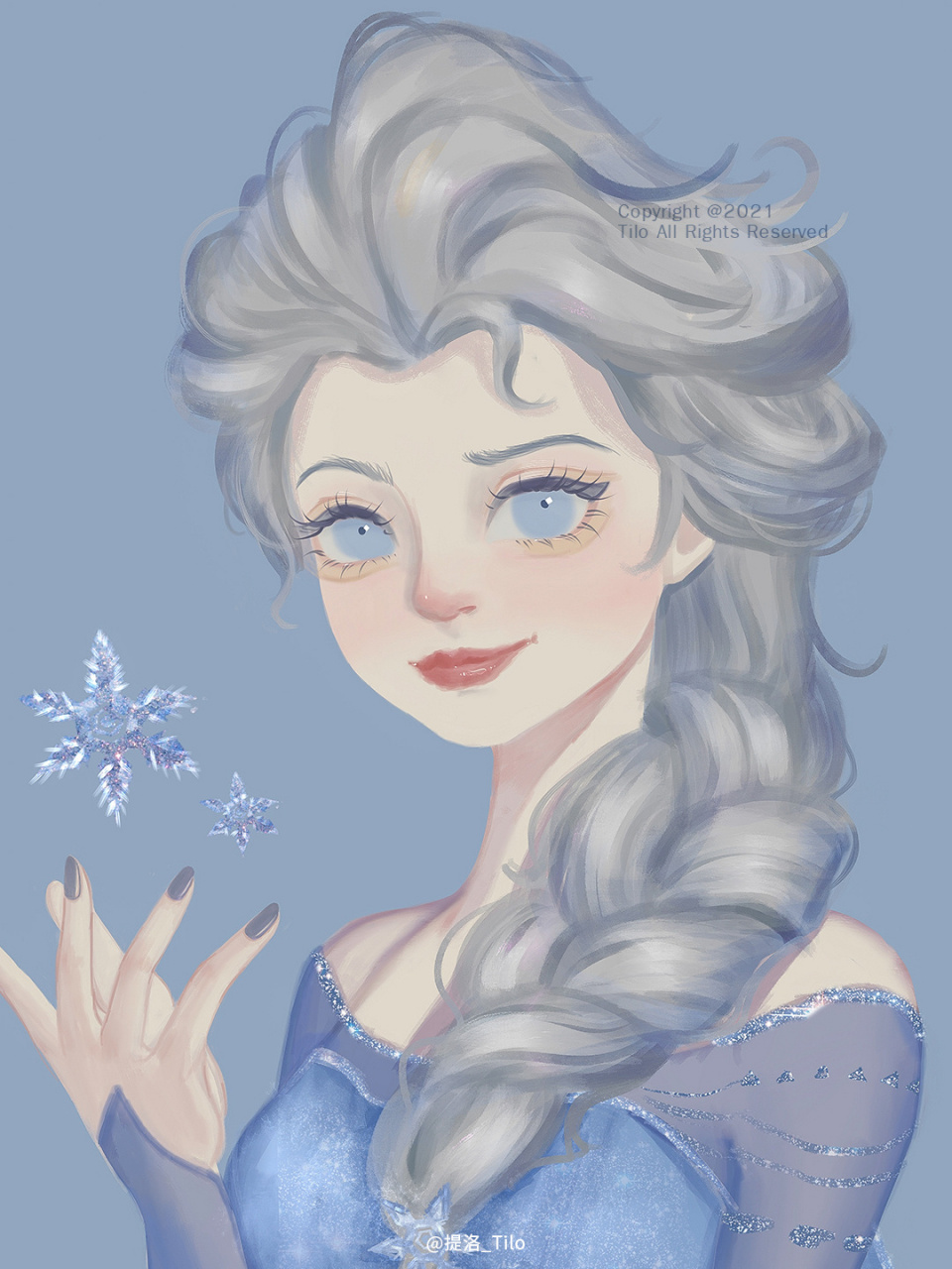 【迪士尼公主系列插画】艾莎公主 用自己的画风画艾莎公主94