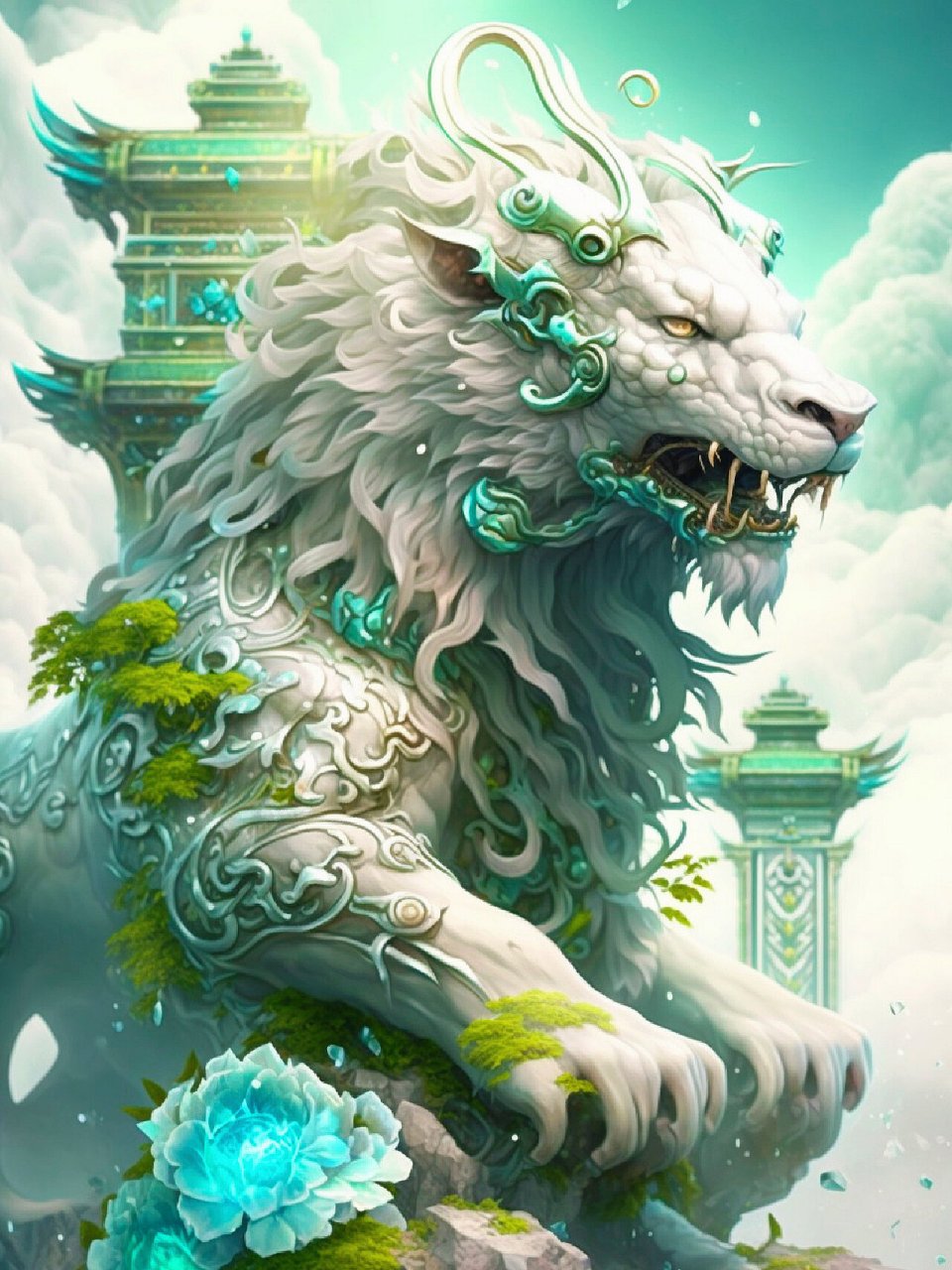 玉麒麟,交好运,万事顺利 ai绘画系列之祥瑞神兽系列 大型祥瑞神兽