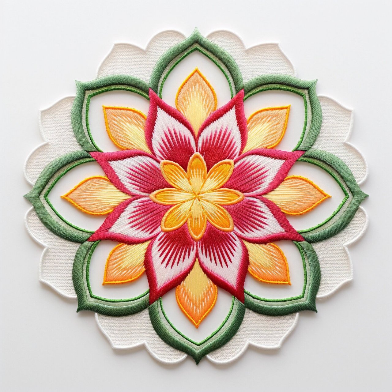 莲花纹饰图案刺绣