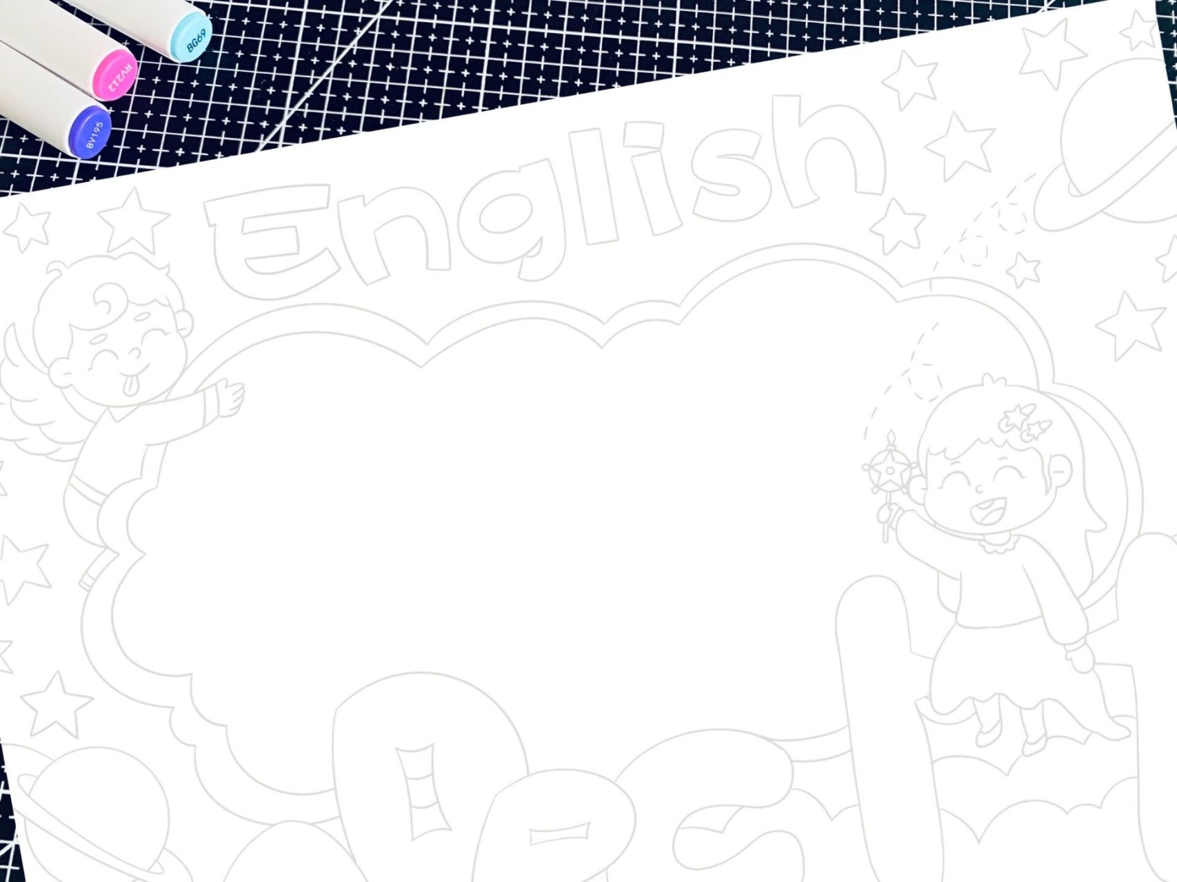 英语通用手抄报模版  9615稿电子版打印涂色9315私7815