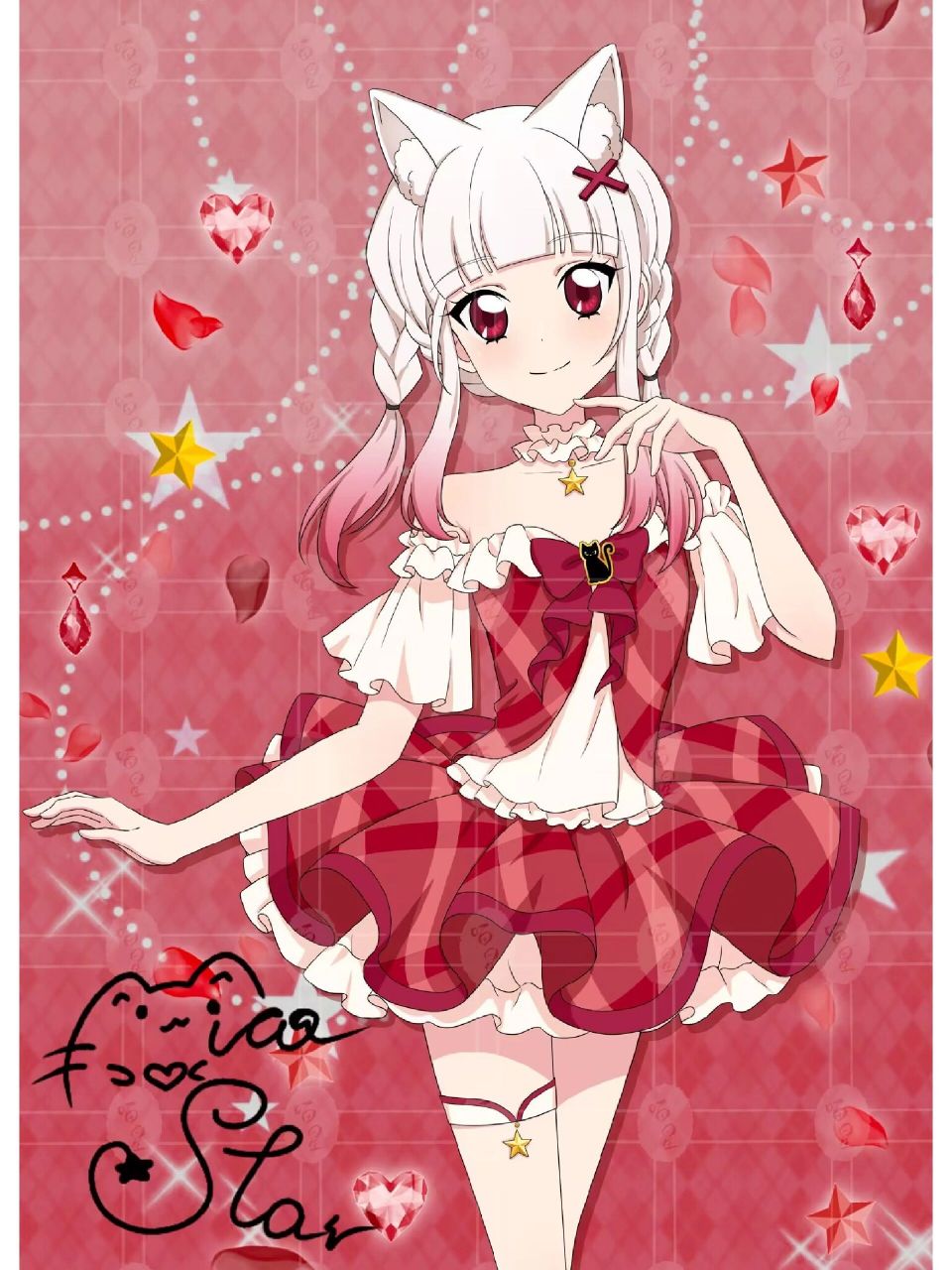 偶像活动仿手游卡      气场最后决定还是红宝石,玫瑰花瓣,星 签名也