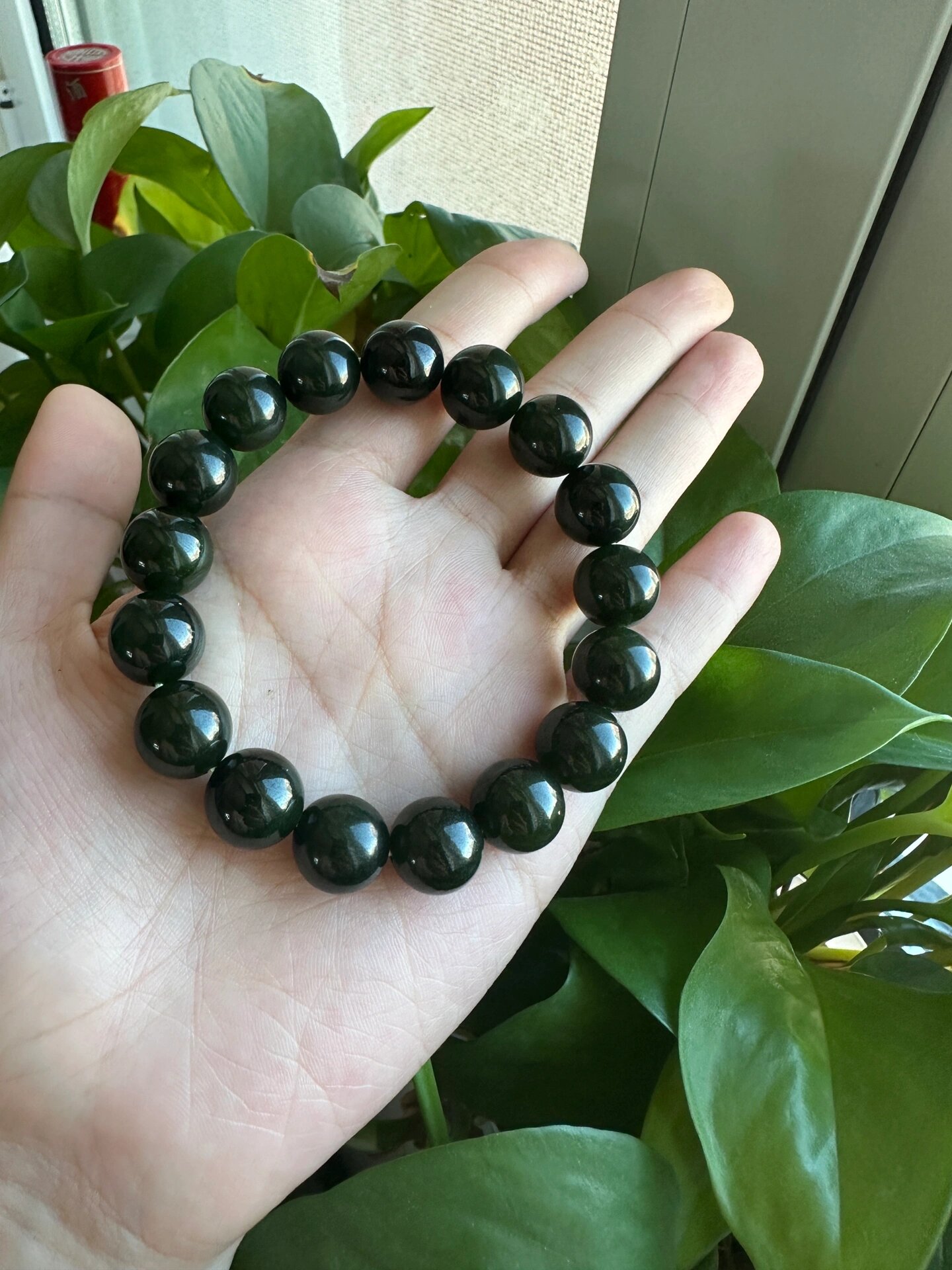 和田玉黑碧玉墨碧手串12mm