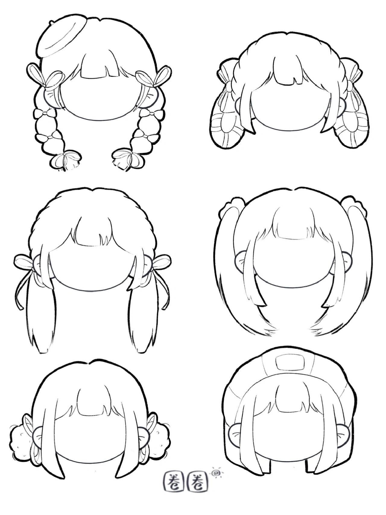 幼师考编 | 儿童画 | 50个女生发型画法合集
